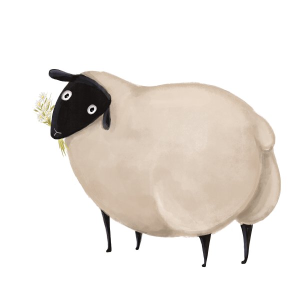 有趣的羊与洋甘菊夏季剪纸艺术图片下载