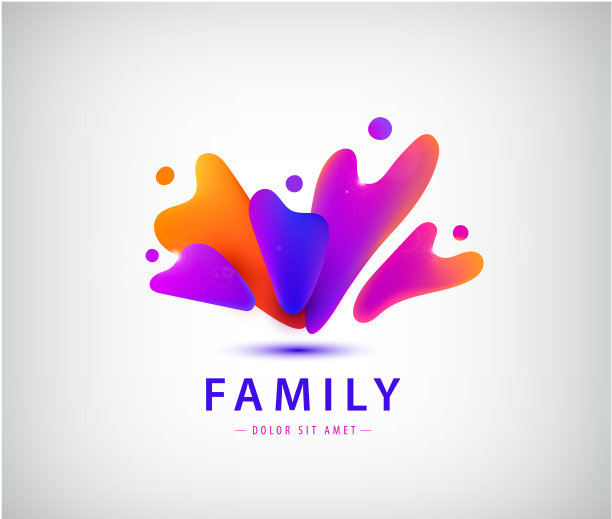 矢量家庭带孩子，人群图标。企业矢量图标设计模板图片下载