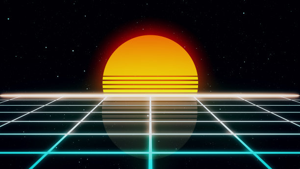 复古风格的80年代电子游戏背景。图片下载