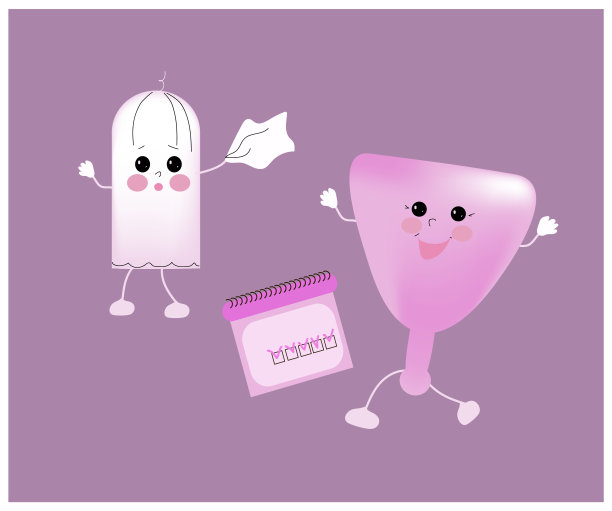 问题赤字产品女性卫生。月经裤，可重复使用的布垫和杯子是女性在月经周期保护的卫生用品，零浪费，卡通矢量插图。图片下载