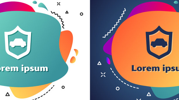 白色汽车与盾图标孤立的白色和图片下载