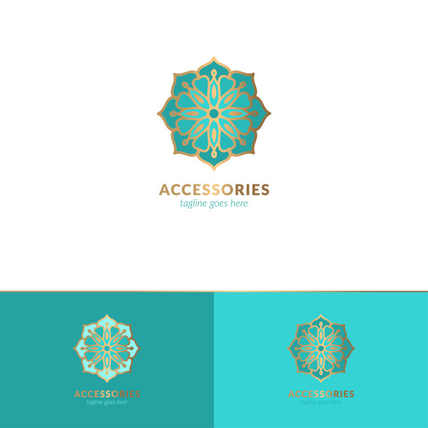 绿松石和金色的标志。可用于珠宝、美容及时尚行业。伟大的徽章，字母，邀请，传单，菜单，小册子，背景，或任何想要的想法。图片下载