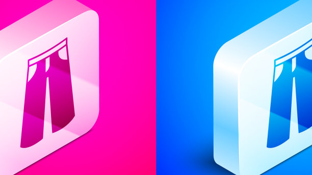 等距裤图标孤立在粉红色和蓝色图片下载