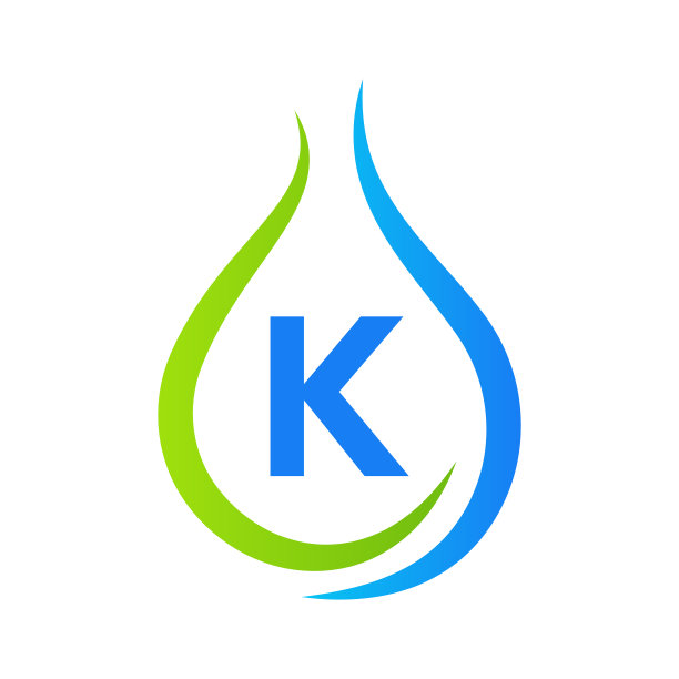 字母K水滴标志设计矢量模板。最小水标志标志图片下载