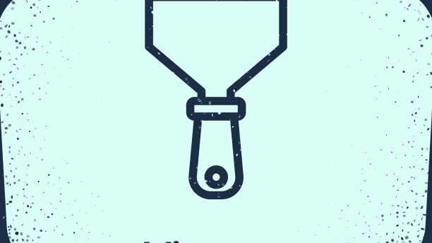 Grunge线腻子刀图标孤立的蓝色图片下载