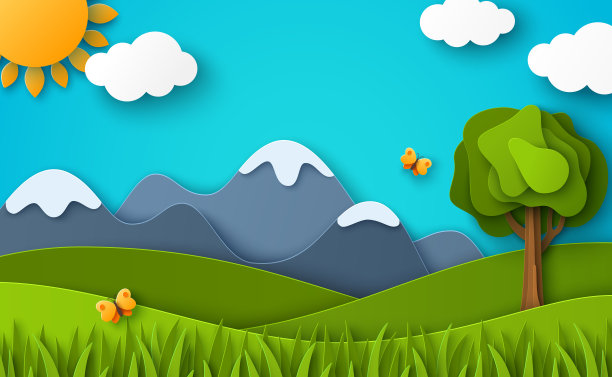 自然山水风景剪纸图片下载