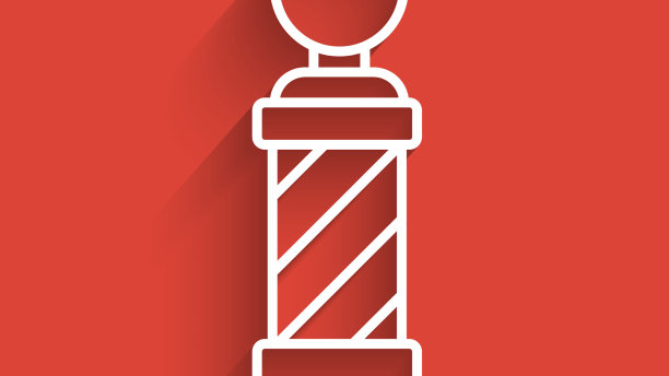 白线经典理发店柱子图标孤立图片下载