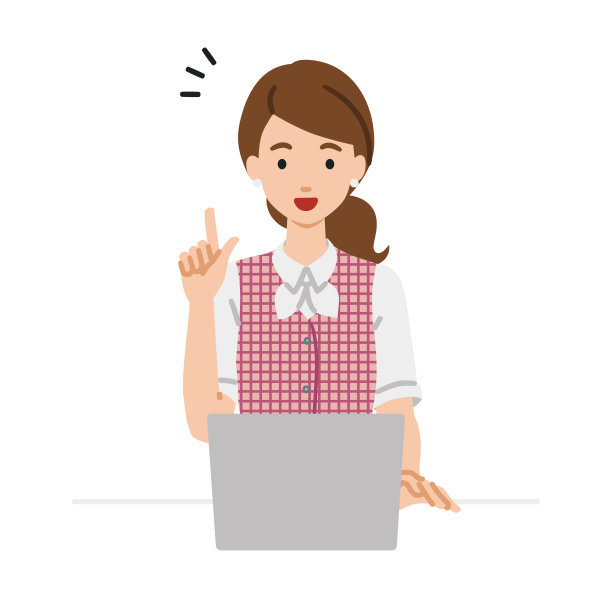 一个穿着文书制服的女人用笔记本电脑在她的办公桌上用手指来获得灵感图片下载