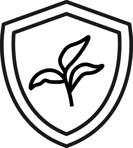 盾牌，盔甲，保护标志。用黑色细线绘制的极简向量符号。适合广告、商店、商店、书籍。在盔甲或盾牌内的植物线图标图片下载