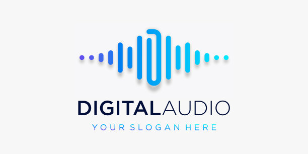 字母D结合声波符号设计。现代声音均衡器。无线电波图标。音乐的频率。用于音乐应用程序的抽象数字均衡器。矢量插图。图片下载
