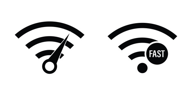 两个无线网络符号。快速互联网连接，公共网络。单色简单的迹象。黑色的无线网络图标。无线上网。高质量的wifi信号。图片下载