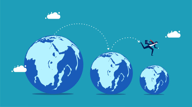 世界没有增长。商人在一个日益萎缩的世界里经营。向量图片下载