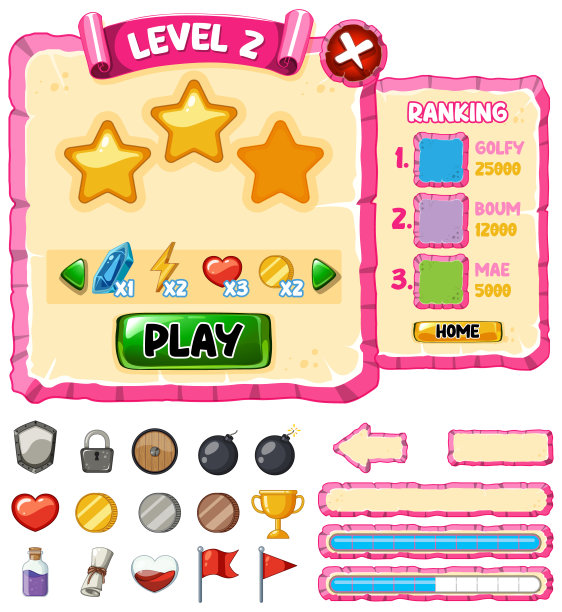 游戏元素模板设计集图片下载