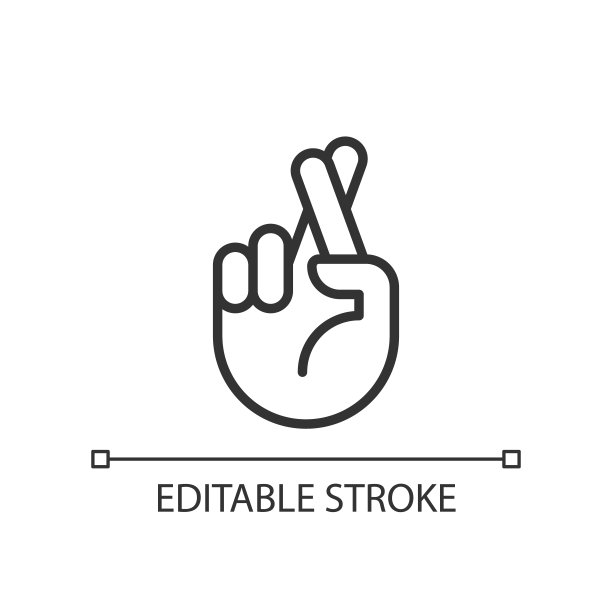 交叉手指像素完美的线性图标图片下载