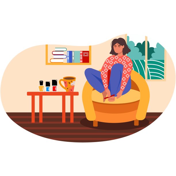 女人做足疗和美甲程序向量图片下载