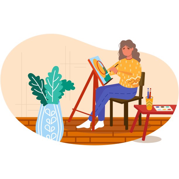 画在艺术家类向量的女人图片下载