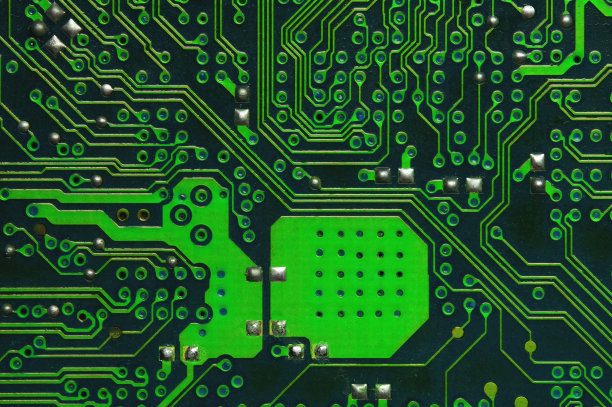 印刷电路板。电子计算机技术。数字芯片主板。技术科学背景。内置通信处理机。信息工程组件。图片下载