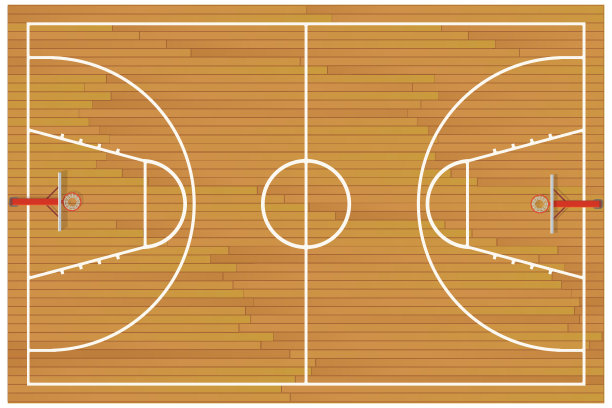 木制拼花篮球场俯视图(切面)图片下载