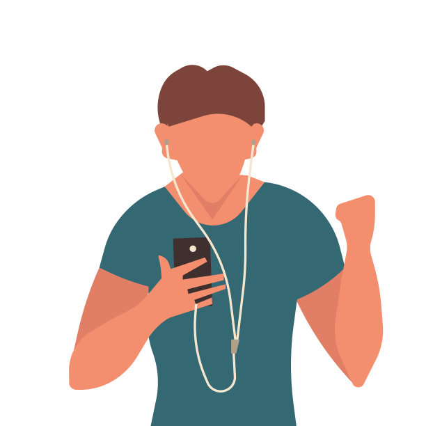 男人戴着音乐耳机，男孩在听图片下载
