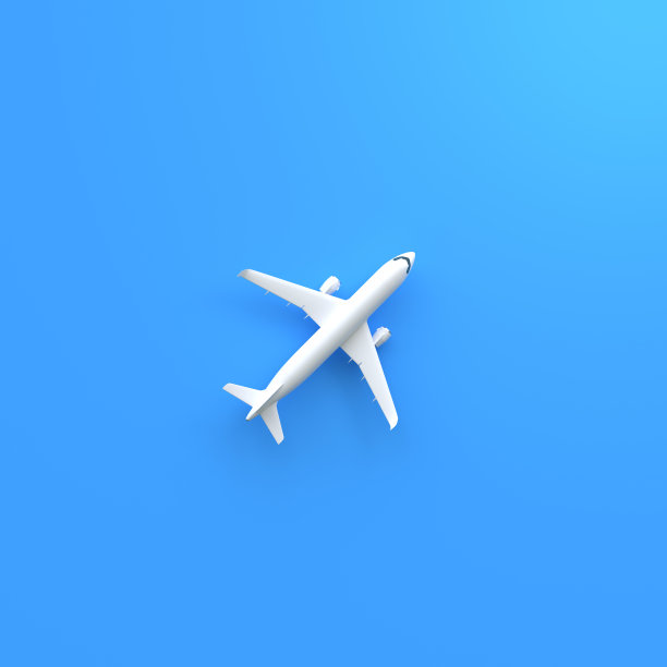 蓝色背景上的飞机，带有复制空间图片下载