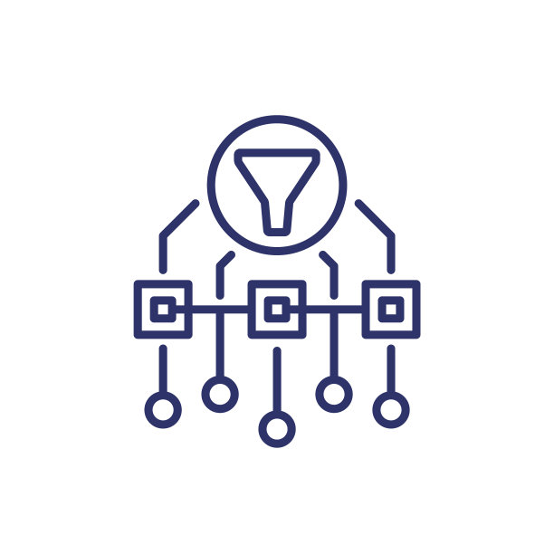 带有漏斗的数据过滤线图标图片下载