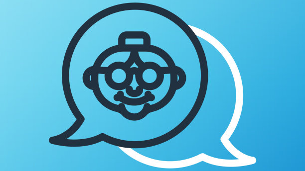 线奶奶图标孤立在蓝色背景图片下载