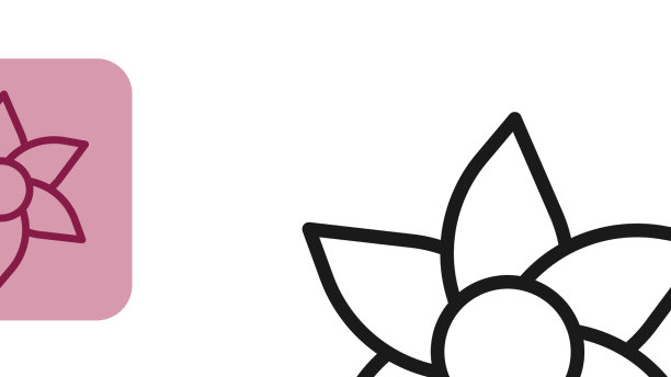 黑色线花图标孤立在白色上图片下载