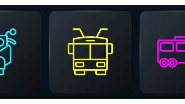 设置专线滑板车和无轨电车黑色广场图片下载