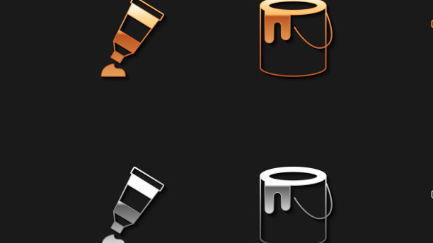 设置涂料刷管与涂料调色板桶图片下载