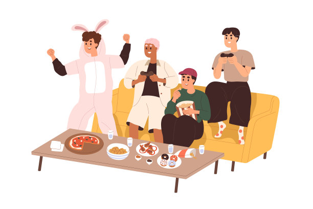 快乐的朋友聚在一起玩游戏图片下载