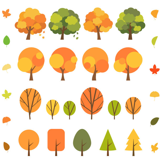 插图集秋天的树图片下载