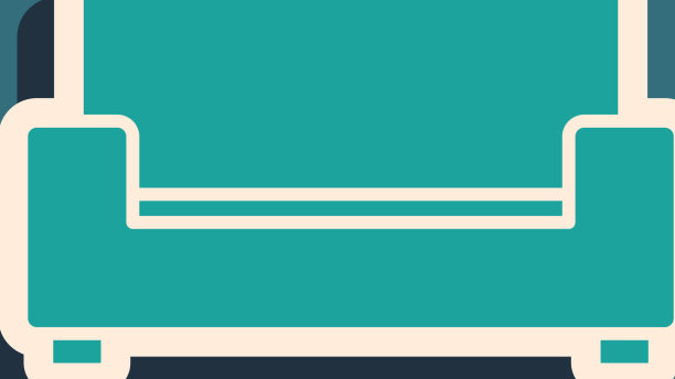 绿色沙发图标孤立在绿色背景上长图片下载