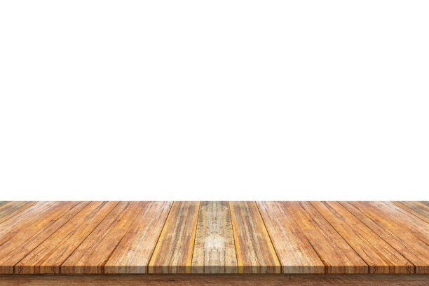 空的木制桌面隔离在白色背景上，用于展示产品图片下载