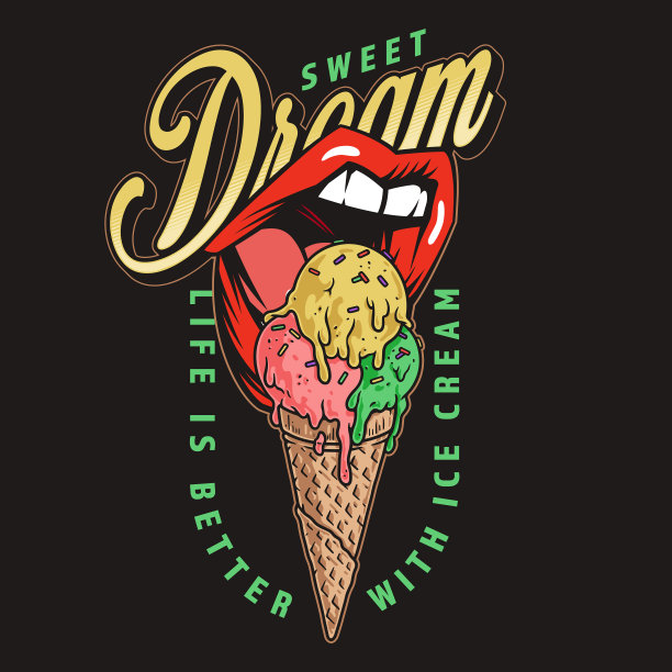 冰淇淋复古彩色传单图片下载