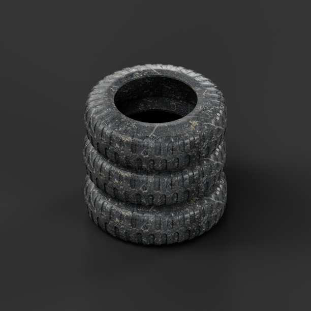 无轮辋废旧轮胎，军用和工业车辆轮胎，3d渲染图片下载