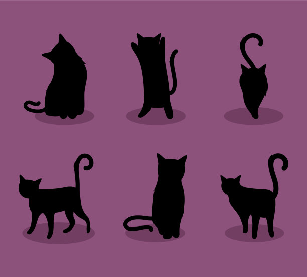 猫剪影图标集图片下载