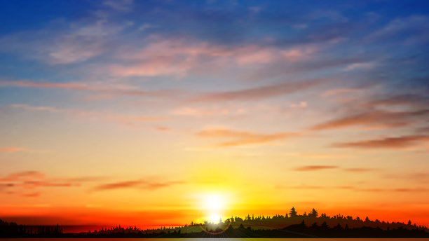 抽象的春天背景与森林湖泊图片下载