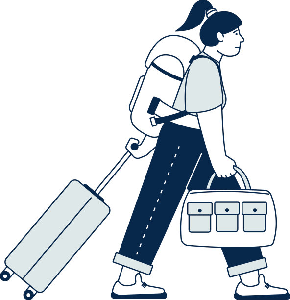 女人与旅行袋步行女游客图片下载