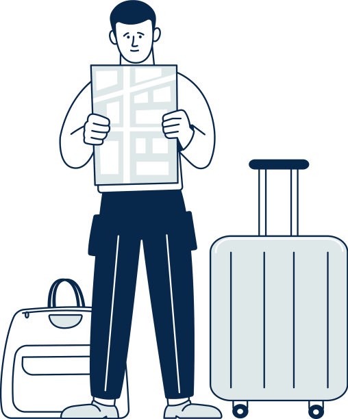 拿着旅行包的男人在看地图图片下载