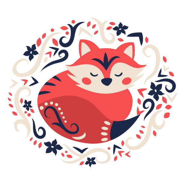 狐狸民间花卉装饰艺术精品图片下载