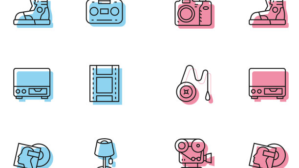 设置线复古电影相机黑胶磁盘照片图片下载