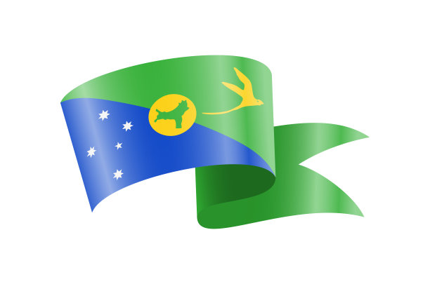 圣诞岛旗帜飘扬，白色背景上的旗帜图片下载