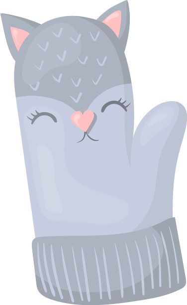 可爱的小猫手套温暖的针织羔皮手套图片下载