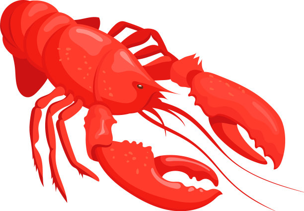红色龙虾卡通海兽海鲜图标图片下载