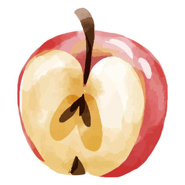 半苹果水彩画品质高图片下载