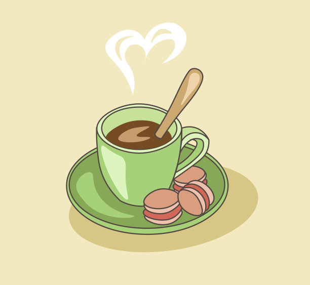 咖啡配粉色马卡龙图片下载
