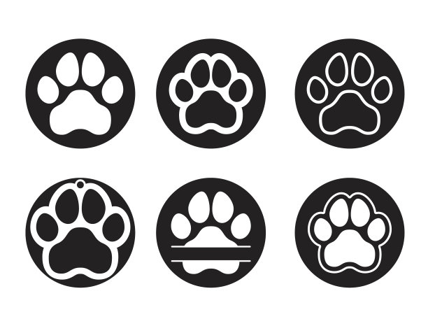 狗小狗猫爪剪影图标设置标签I图片下载
