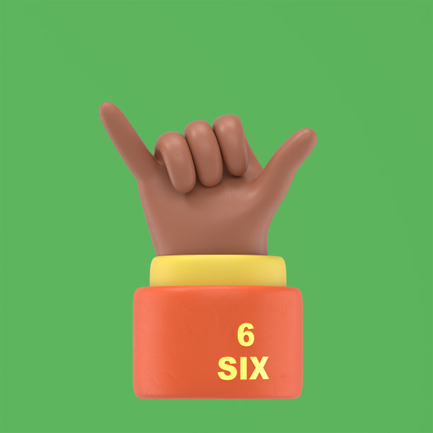 绿屏模型。格式16:9.3D插图非洲手显示数字6在绿色屏幕上的镜头和剪辑路径，手势数字。图片下载