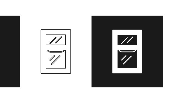 设置窗口在房间图标孤立在黑色和图片下载