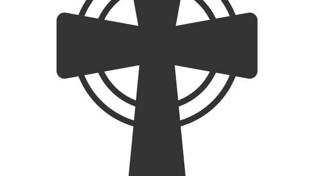 灰色凯尔特十字图标孤立的白色图片下载